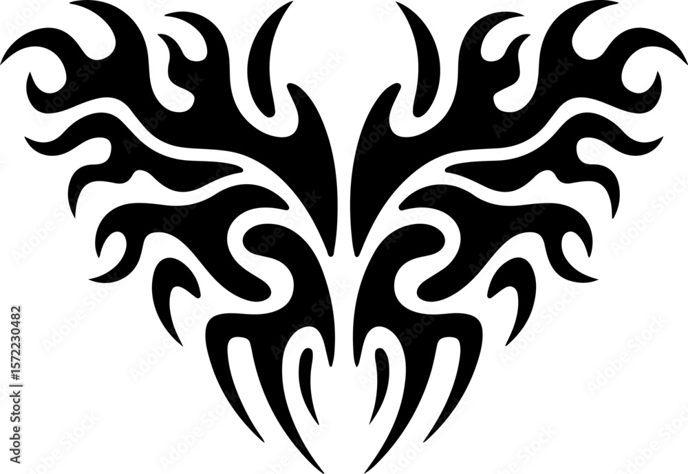Fototapeta premium Tribal Phoenix Tattoo Design | Black Ink Vector Illustration