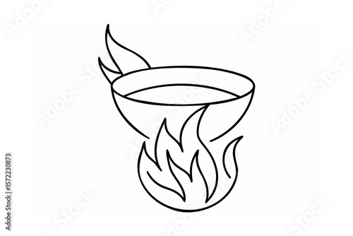 Bowl with flames fire heat