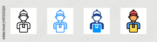 Delivery Boy Icon Collection Set Multiple Style