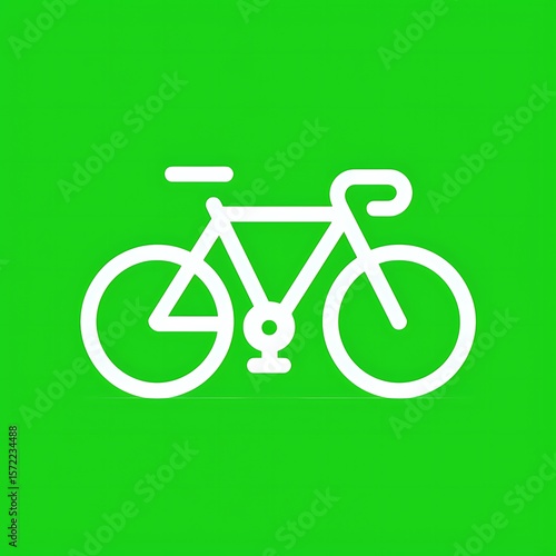 Minimalist bicycle icon with vibrant green backdrop conveying eco-friendly transportation