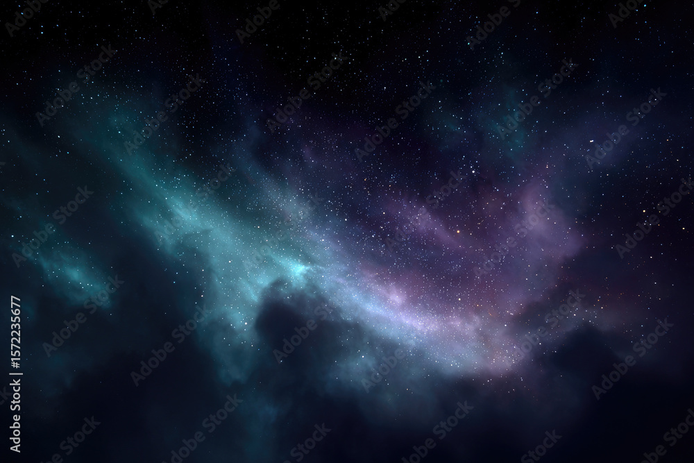 Fototapeta premium Stunning cosmic nebula formation outer space digital artwork galactic environment wide-angle view celestial concept for enthusiasts