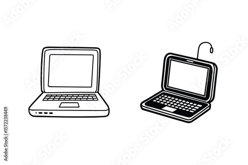Black and white laptops computer technology