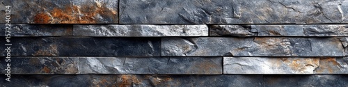 Stacked stone wall texture background in 3D render, providing a rustic and natural element for design, Generative AI