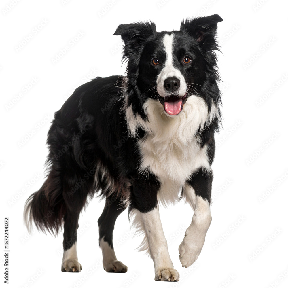 Fototapeta premium Herding Border Collie in Motion – Transparent Background