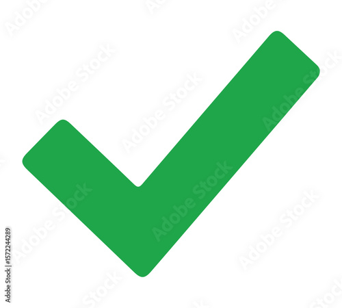  Bold Green Checkmark / Tick Symbol. Bold green checkmark symbol, signifying approval, correctness, completion, verification, and success. Ideal for UI and status indicators