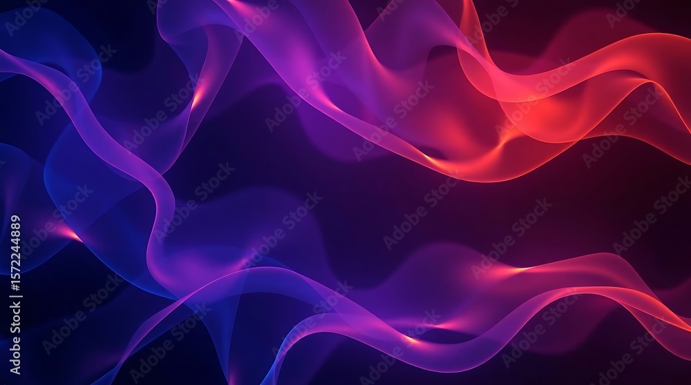 Obraz premium Dynamic curves of blended light with gradients on dark background