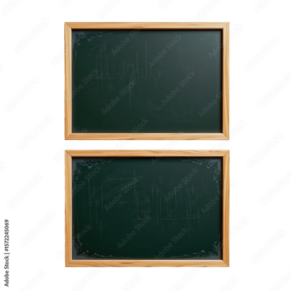 Fototapeta premium Vintage wooden framed chalkboards with a rustic finish, ideal for educational and decorative environments