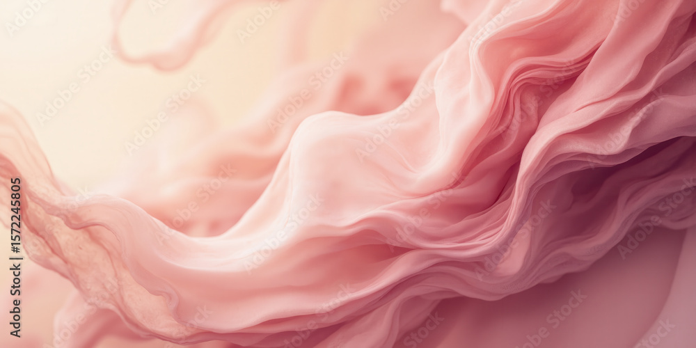 Fototapeta premium Gentle Ink Swirl Patterns in Soft Rose and Ivory, Creating Fluid Organic Forms A sophisticated and organic abstract background