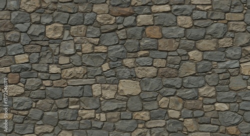Wallpaper Mural Closeup of a stone wall made of irregularly shaped grey and beige rocks with visible mortar joints Torontodigital.ca