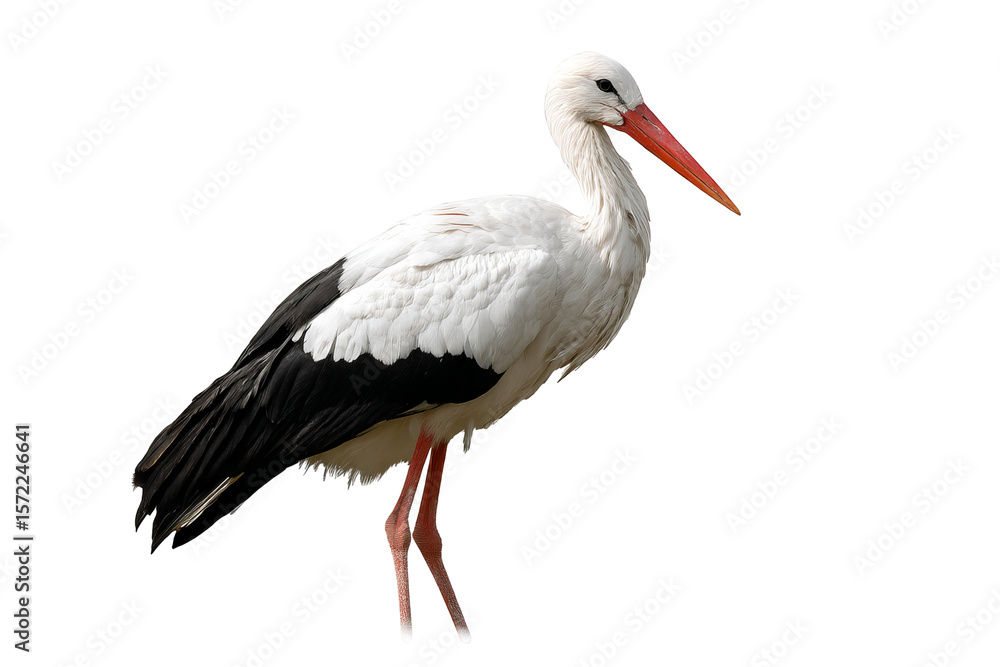 Fototapeta premium Majestic white stork bird isolated on transparent background PNG cutout ready
