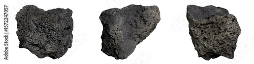 These images are of basalt rocks of various shapes taken from multiple angles and are transparent, making them easy to edit.