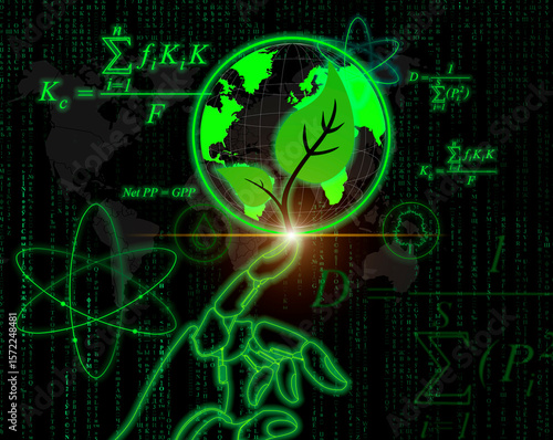 Visual representation of sustainable development concepts with green technology and nature themes