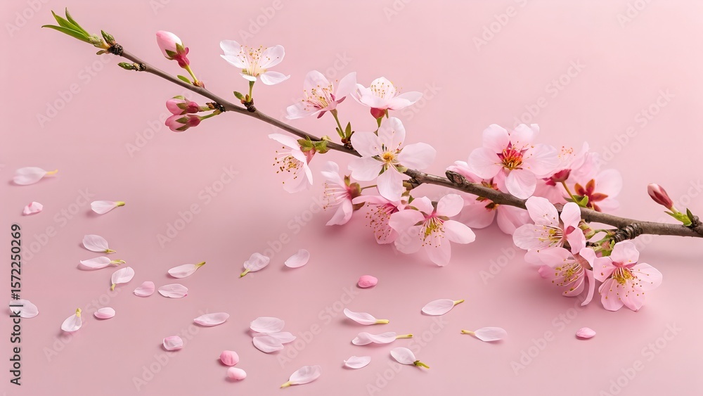 Pink cherry blossoms bloom on branches against the sky, showcasing the beauty of spring nature Pink cherry blossoms bloom on branches against the sky, showcasing the beauty of spring nature