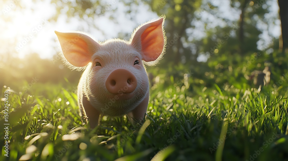 Piglet walking past farmhouse with joy high resolution picture Piglet walking past farmhouse with joy high resolution picture
