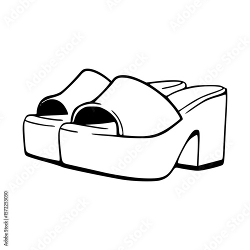retro 90s platform sandals vector illustration