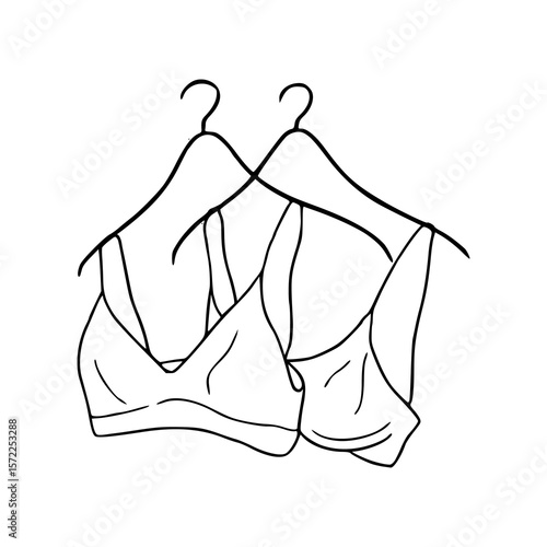 bras on hangers line art
