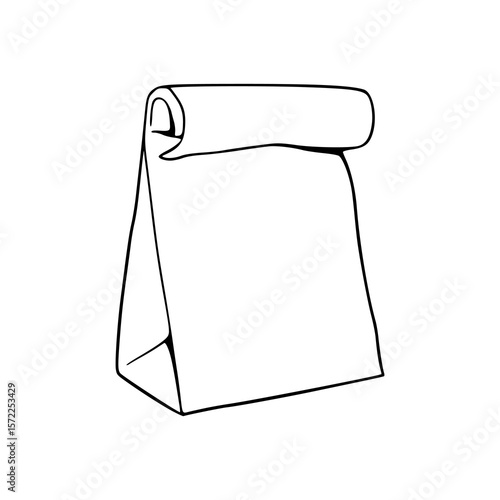 takeout food bag line art