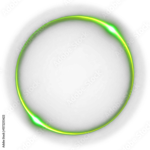 Foto Glowing green circle on a stark black background