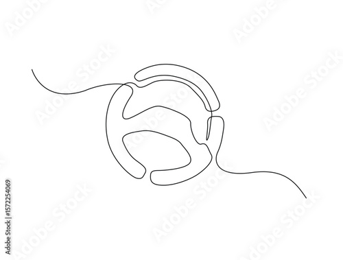 Continuous one line drawing of circle vehicle steering wheel. Car steering wheel outline illustration. Editable vector.
