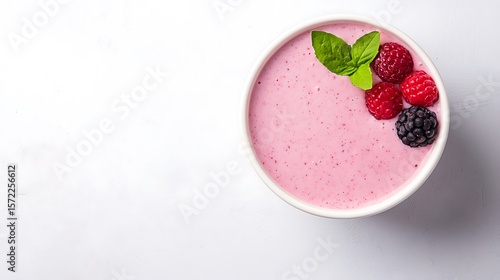 Wallpaper Mural Pink Berry Smoothie Bowl with Mint and Berries Torontodigital.ca