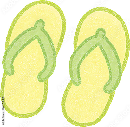 hand drawn illustration of green flip flops