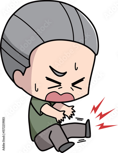 足がつる高齢男性のイラスト