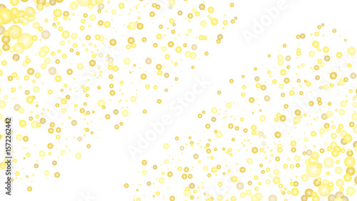 Gold confetti on transparent background balloons, confetti, gold splashes. Amazing golden confetti background balloon down for celebration. Vector illustration of festive decoration.