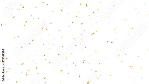 Golden stars, sparks, snowflakes.gold metallic. Golden confetti on transparent background.Amazing colorful confetti background balloon down for celebration. Vector illustration of festive decoration.
