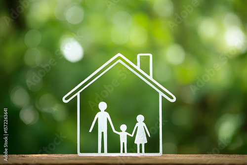 家族と安心の暮らしを象徴するシンプルな家のアイコン