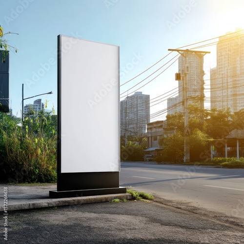 Blank roadside standee mockup, designed for versatile advertising and event promotions in urban areas.