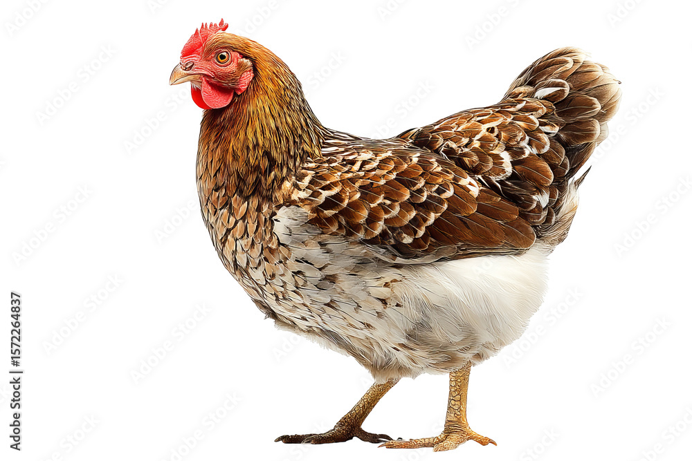 Fototapeta premium Isolated hen with transparent background in high-resolution PNG style for seamless cutout projects