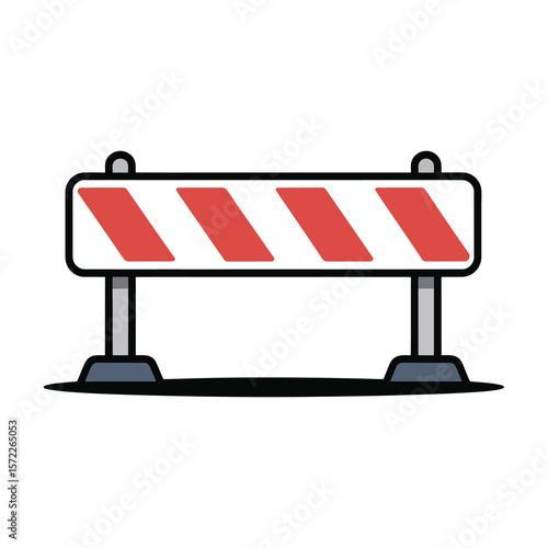 Red and white striped traffic barrier blocking the way for safety
