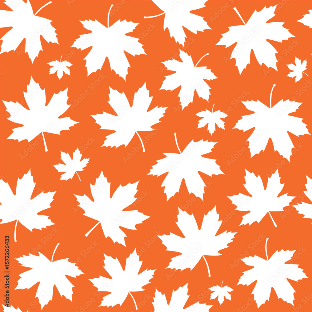 Seamless pattern of maple leaves on an orange background. Vector illustration Seamless pattern of maple leaves on an orange background. Vector illustration