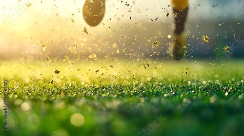 Soccer Player Kicking Ball on Grass Field
