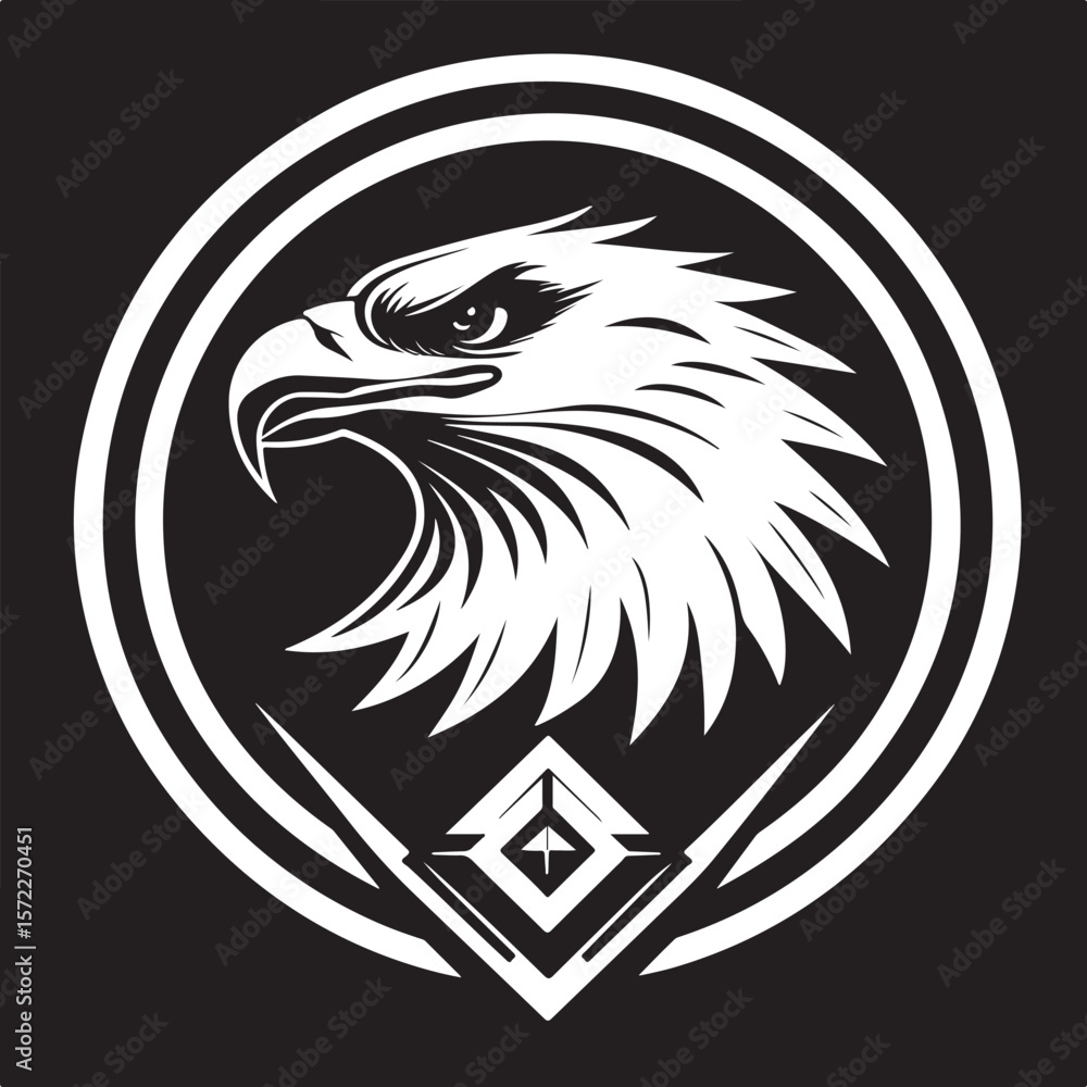 Obraz premium Stylized Logo Design Featuring an Eagle Head Emblem and Geometric Crest 