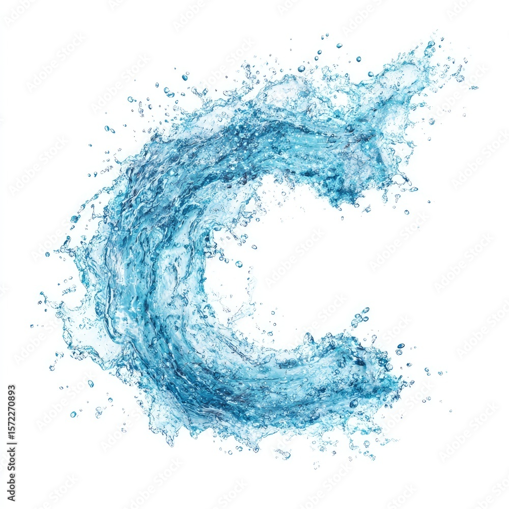 Obraz premium Abstract water splash forming a C shape