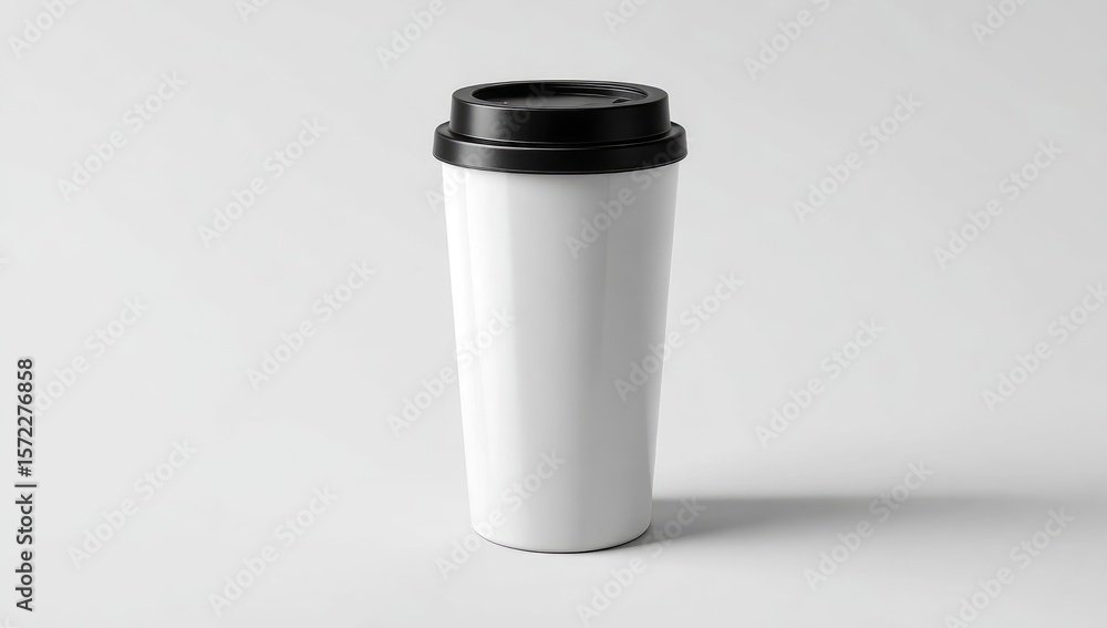 Blank white travel mug with black lid Blank white travel mug with black lid