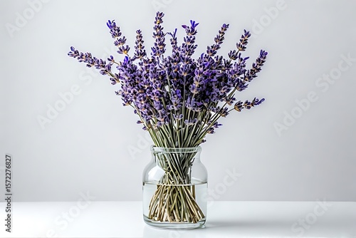 Lavender stalks in a glass vase