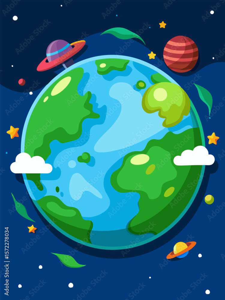 Fototapeta premium Vibrant Earth. A Colorful Cosmic View of Our Planet