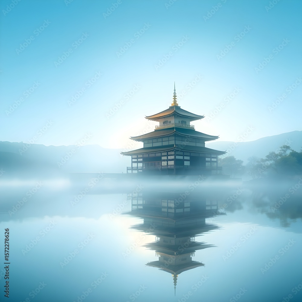 Obraz premium Serene Asian Landscapes & Traditional Architecture