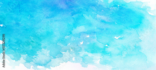 爽やかな水色の水彩背景　背景イラスト　テクスチャ素材