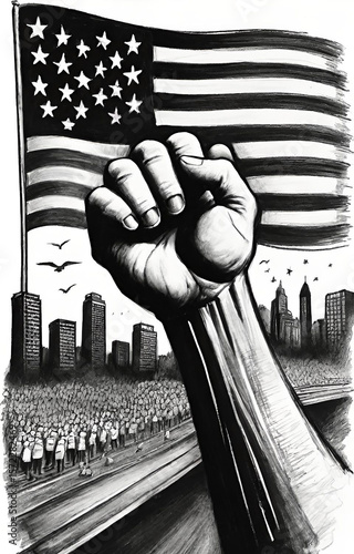 american flag in hand