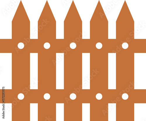 Wooden Fence Icon. Classic Garden Fencing Symbol. Simple Wooden Fence cassic picket fence that embodies simplicity and security with its clean lines and rustic charm.collection of Garden fence wooden.