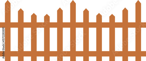 Wooden Fence Icon. Classic Garden Fencing Symbol. Simple Wooden Fence cassic picket fence that embodies simplicity and security with its clean lines and rustic charm.collection of Garden fence wooden.