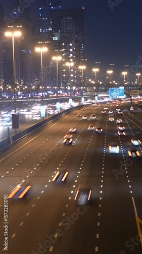 traffic on highway at night