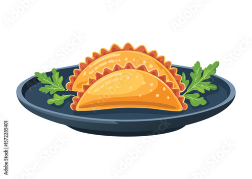 Savory Pastry Delicious Food Isolated Serving - Vector Illustration