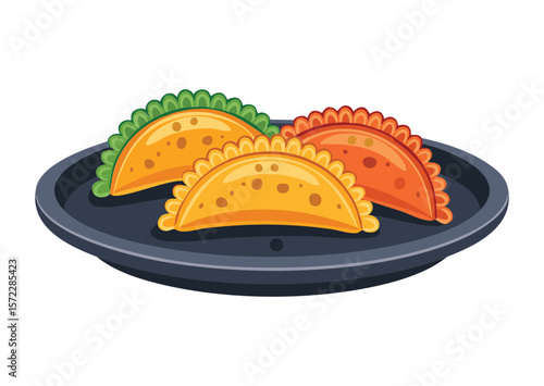Delicious Baked Pastries Savory Snack Serving - Vector Illustration