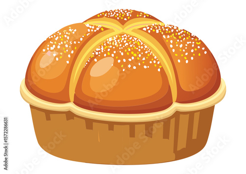 Golden Baked Loaf Grain Topping - Vector Illustration