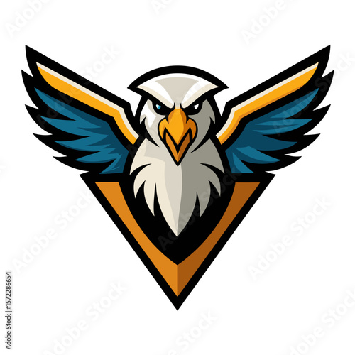 Wallpaper Mural Stylized Eagle Mascot Logo with Wings Spread Orange and Blue Color Scheme Vector Illustration fierce Torontodigital.ca