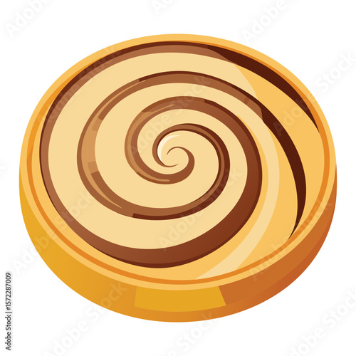 Scalloped Chocolate Vanilla Swirl Tart - Vector Illustration